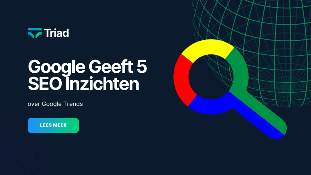 Information about five SEO insights from Google Trends, featuring an image of a magnifying glass and a colorful circle.